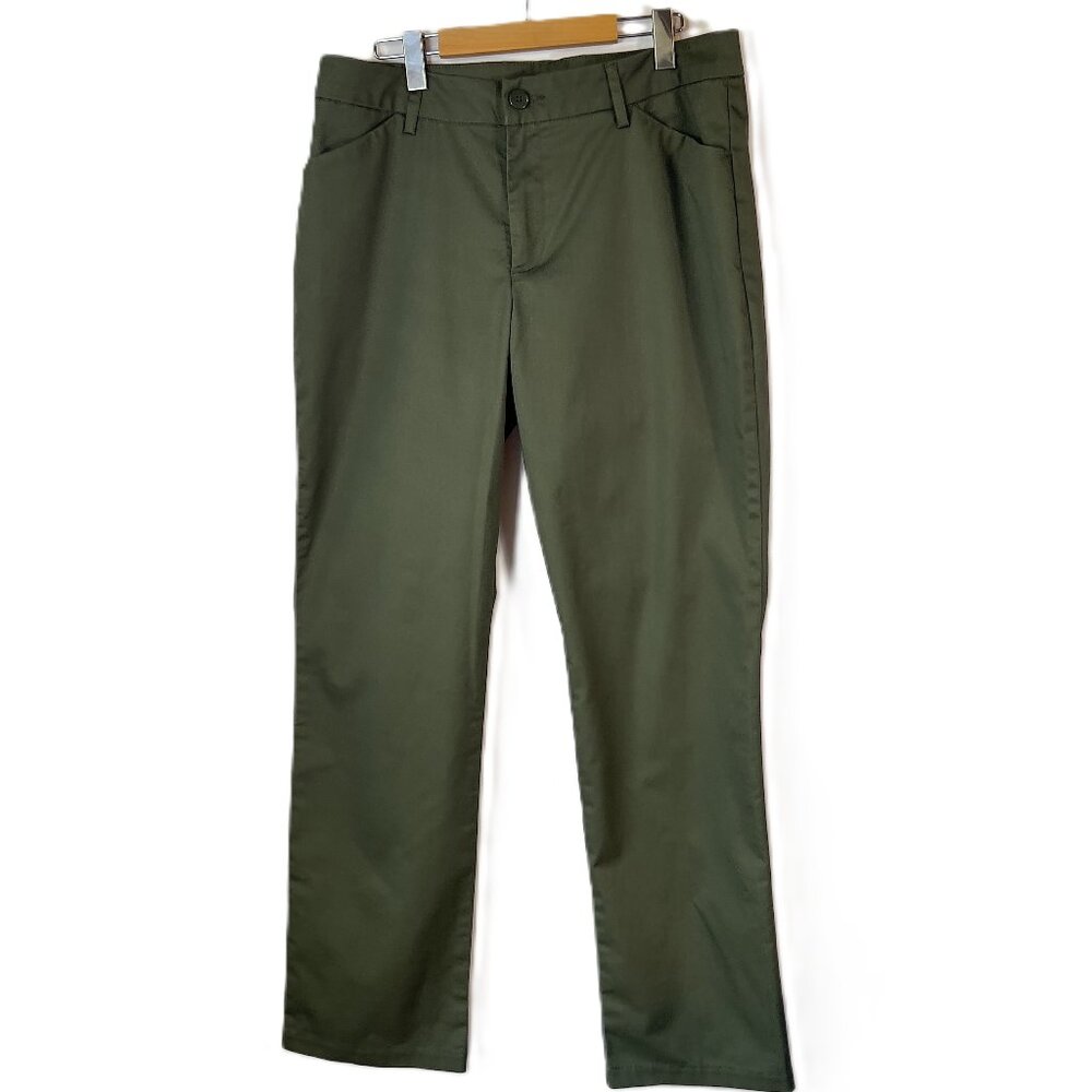 Lee Wrinkle‑Free Straight Leg Relaxed Fit Trousers • 14 Long • Olive